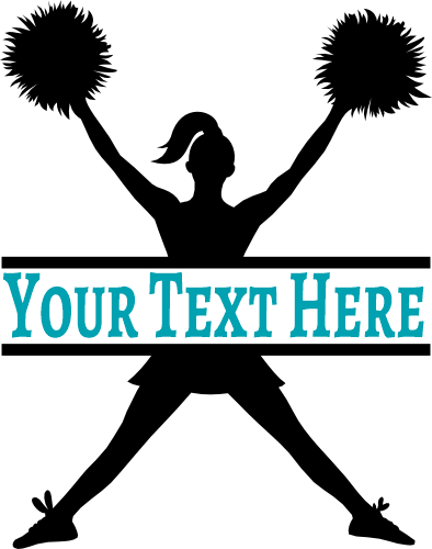 (140-02-A) Cheerleader Split Name Custom Text Iron-On Transfer