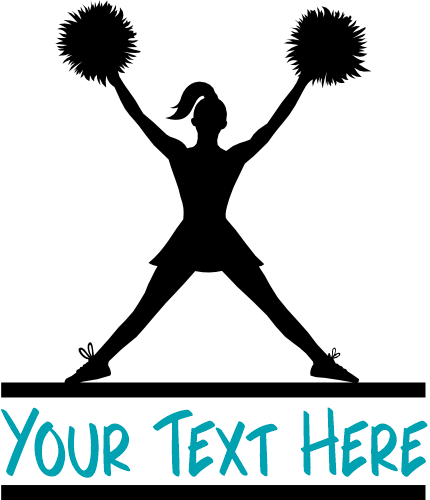 (140-02-B) Cheer Cheerleader Split Name Custom Text Iron-On Transfer