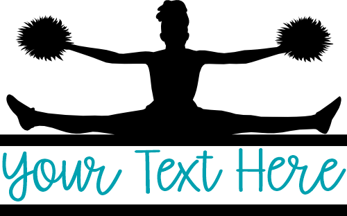 (140-02-C) Cheer Cheerleader Split Name Custom Text Iron-On Transfer