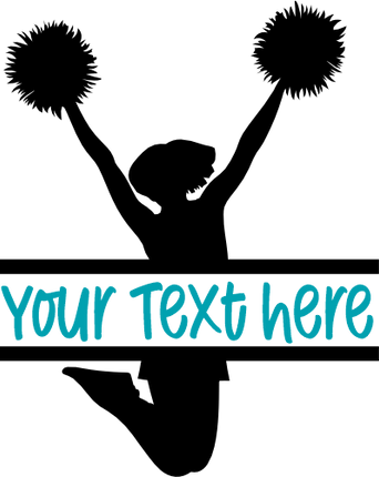 (140-02-F) Cheer Cheerleader Split Name Custom Text Iron-On Transfer