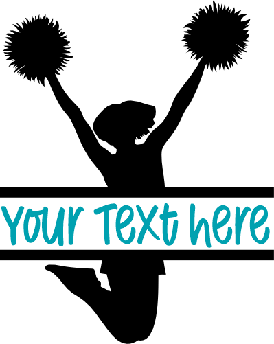 (140-02-F) Cheer Cheerleader Split Name Custom Text Iron-On Transfer