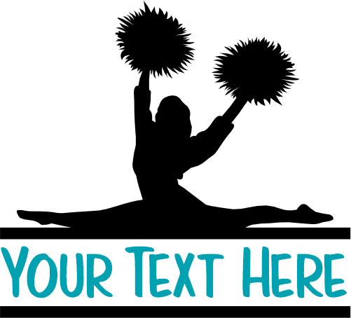 (140-02-G) Cheer Cheerleader Split Name Custom Text Iron-On Transfer