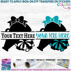 (s140-2L) Pom Pom Megaphone Cheer Bow Split Name Custom Text