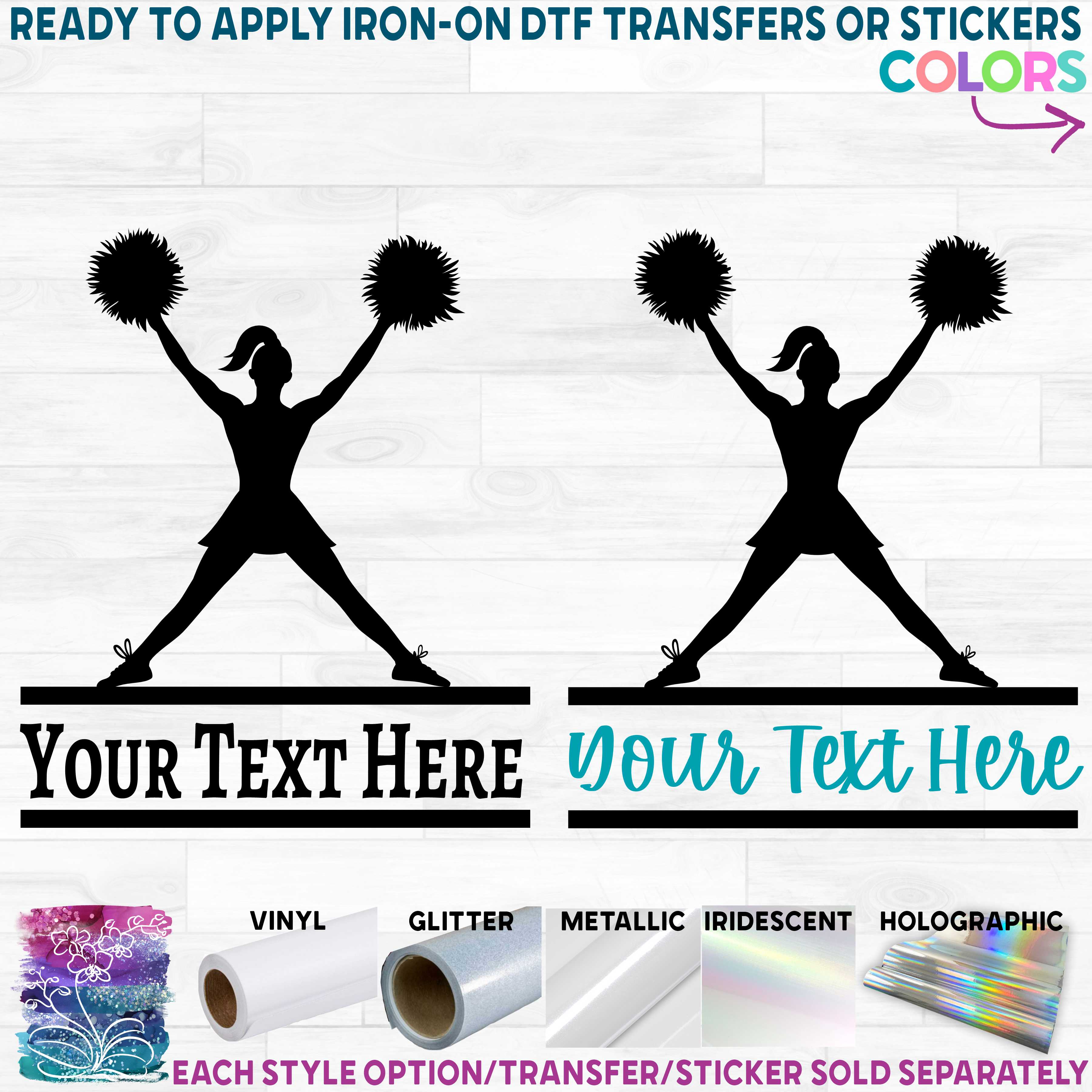 (s140-2K) Cheerleader Split Name Custom Text