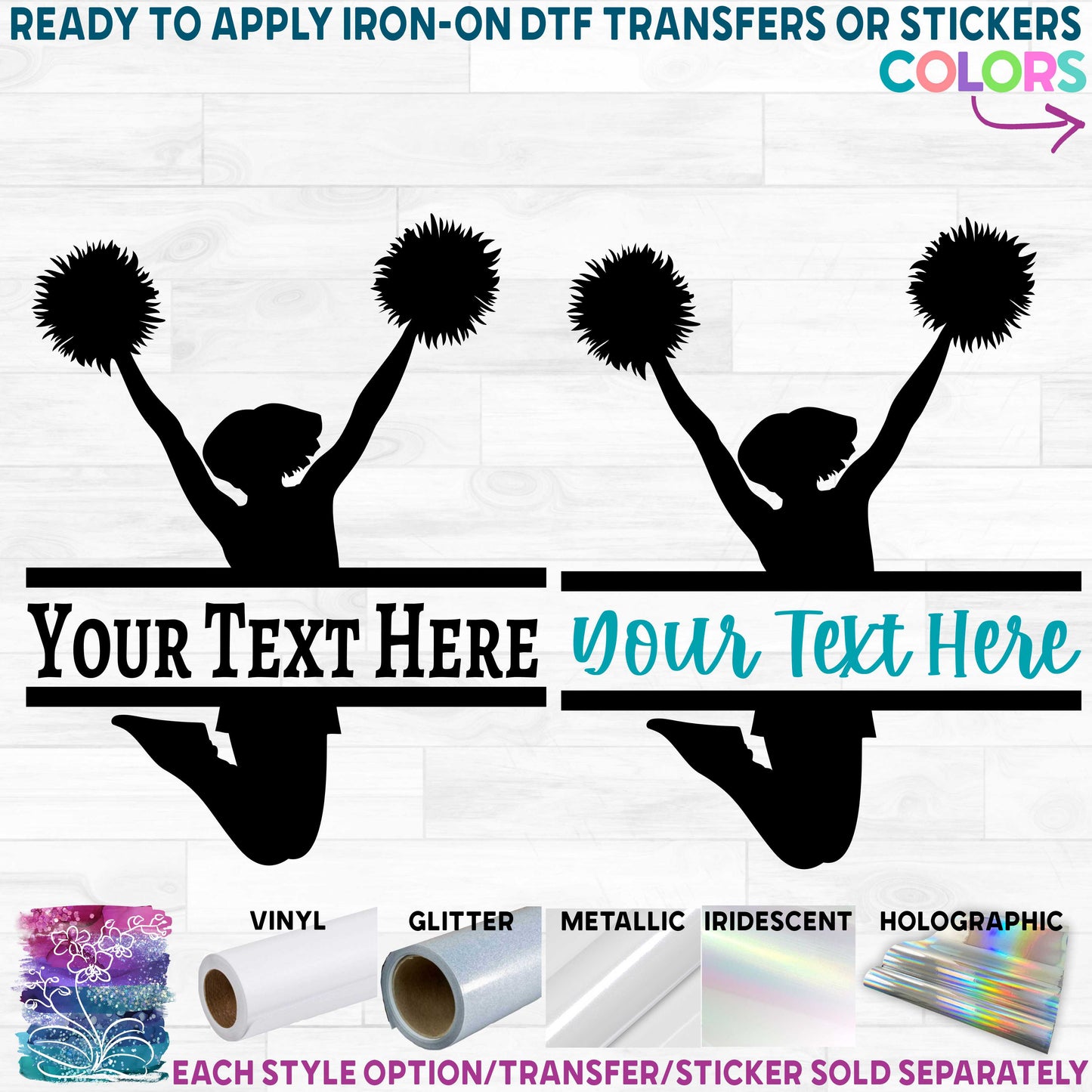 (s140-2P) Cheer Cheerleader Split Text Name