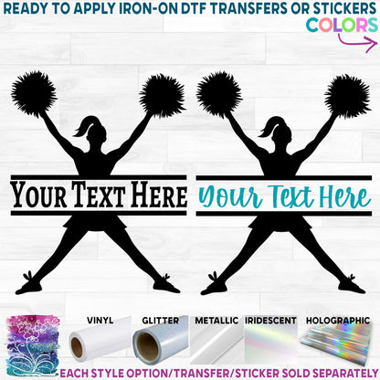 (s140-2J) Cheer Cheerleader Split Name Custom Text