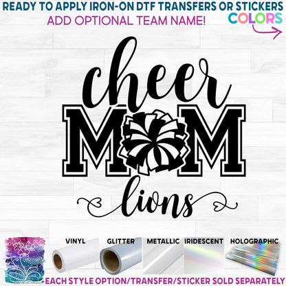 (s140-4A) Cheer Mom Pom Pom Optional Team Name