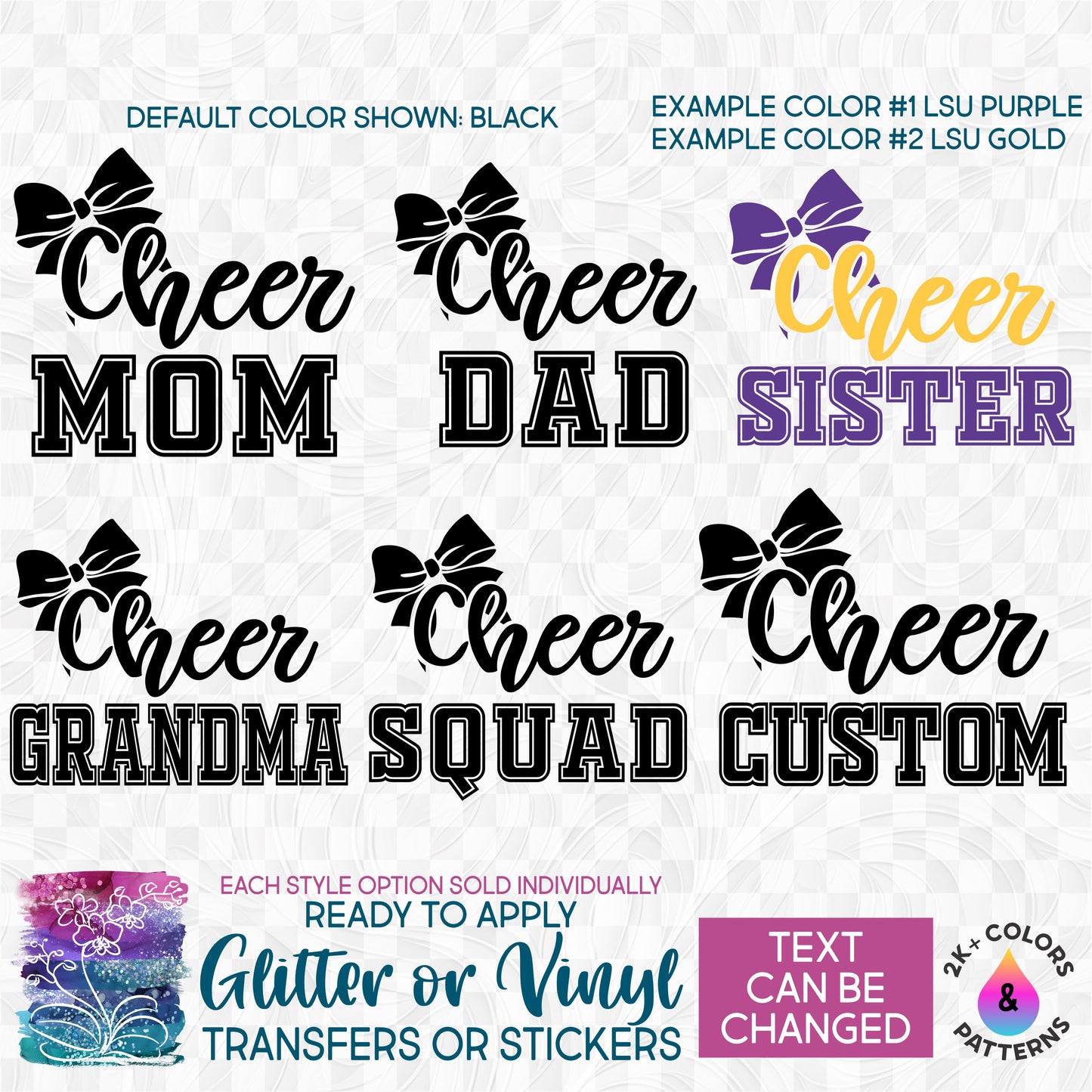 (s140-5D) Cheer Mom Family Glitter or Vinyl Iron-On Transfer or Sticker