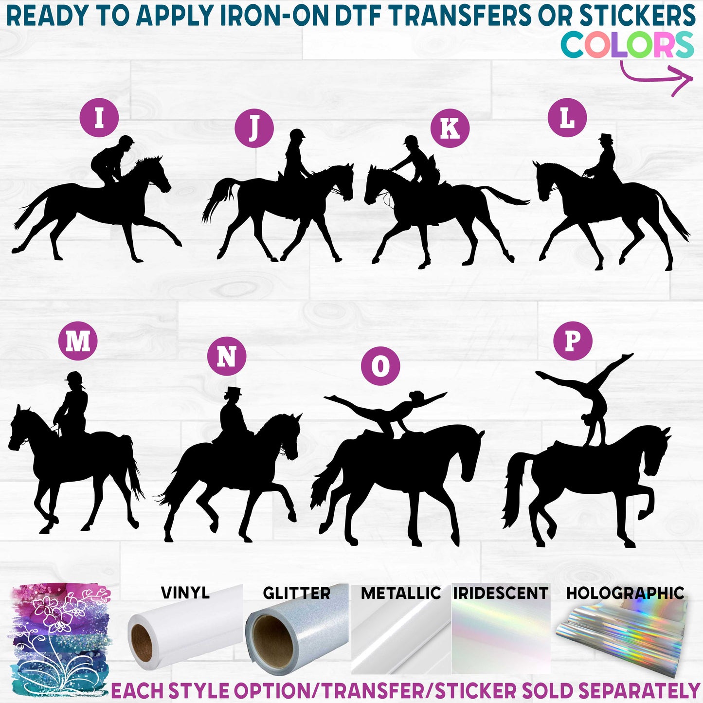 (s141) Equestrian Horses Horse Rider Jumping Cross Country Silhouette Printed Heat Transfer or Sticker