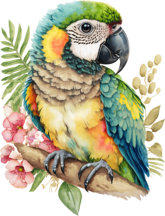 (s142-2I) Baby Macaw Flowers