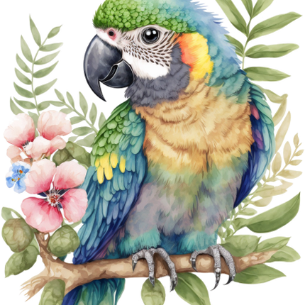 (s142-2J) Baby Macaw Flowers