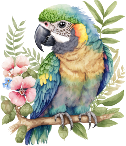 (s142-2J) Baby Macaw Flowers