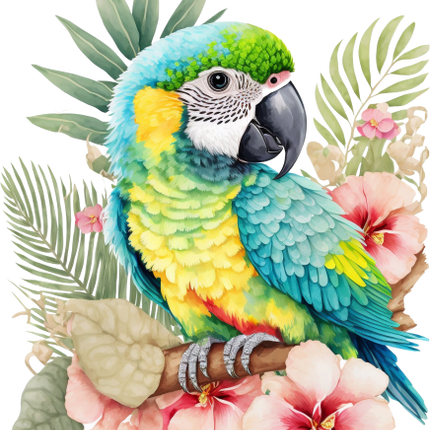 (s142-2K) Baby Macaw Flowers