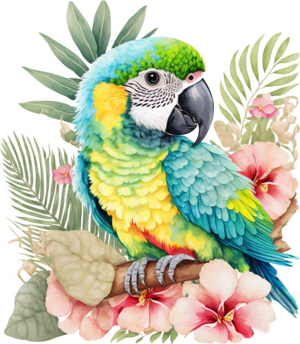 (s142-2K) Baby Macaw Flowers