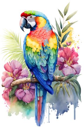 (s142-2L) Baby Macaw Flowers