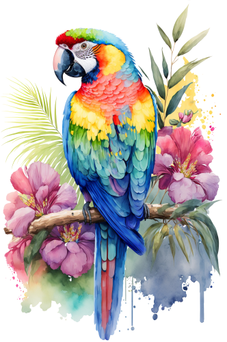 (s142-2L) Baby Macaw Flowers