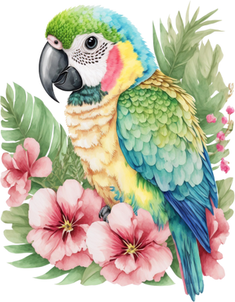 (s142-2M) Baby Macaw Flowers