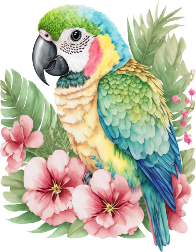 (s142-2M) Baby Macaw Flowers