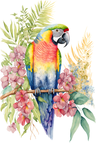 (s142-2N) Baby Macaw Flowers