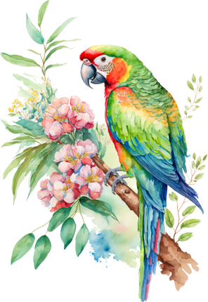 (s142-2O) Baby Macaw Flowers