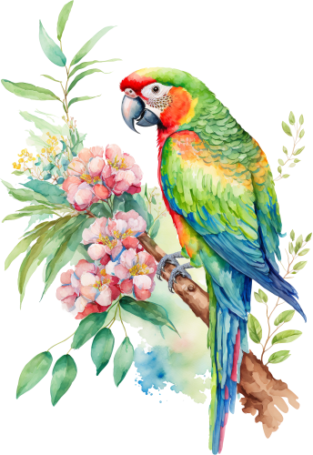 (s142-2O) Baby Macaw Flowers
