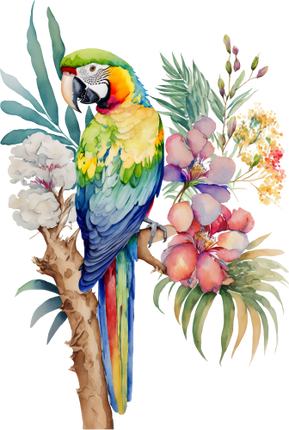 (s142-2P) Baby Macaw Flowers