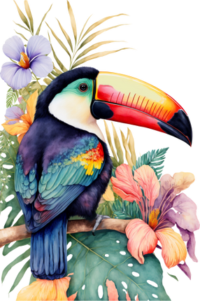 (s142-2R) Toucan Flowers