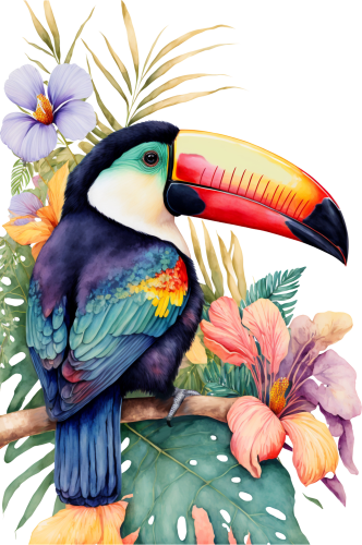 (s142-2R) Toucan Flowers