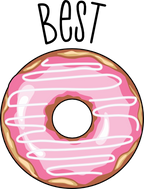 (s144-4) Best Friends Donut Coffee Pink Purple Teal