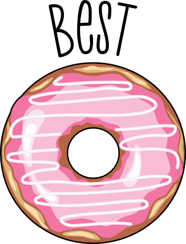 (s144-4) Best Friends Donut Coffee Pink Purple Teal