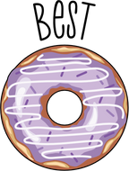 (s144-4) Best Friends Donut Coffee Pink Purple Teal
