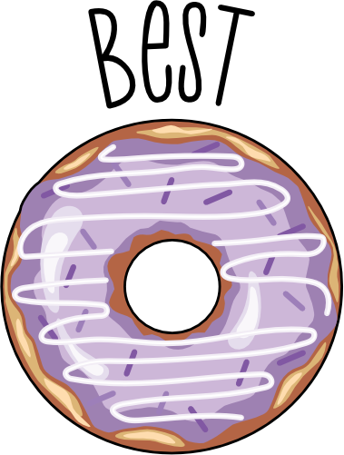 (s144-4) Best Friends Donut Coffee Pink Purple Teal