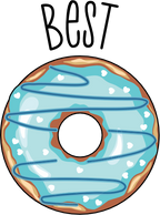 (s144-4) Best Friends Donut Coffee Pink Purple Teal