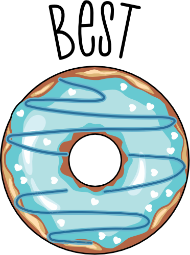 (s144-4) Best Friends Donut Coffee Pink Purple Teal