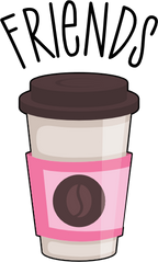 (s144-4) Best Friends Donut Coffee Pink Purple Teal