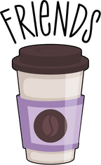 (s144-4) Best Friends Donut Coffee Pink Purple Teal