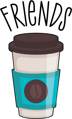 (s144-4) Best Friends Donut Coffee Pink Purple Teal