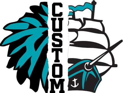 (s145-04-G) Cheer Split Mascot Team Name Custom Text