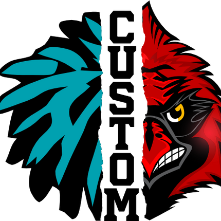 (s145-04-G) Cheer Split Mascot Team Name Custom Text