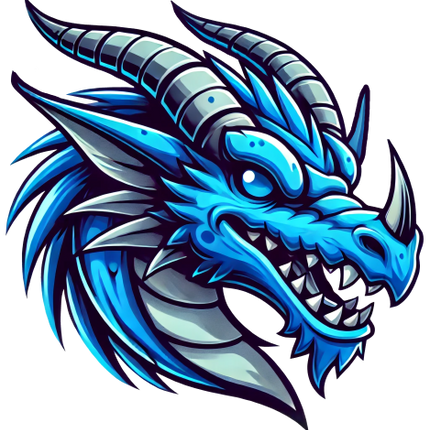 (145-1A-66) Blue Dragon Mascot Iron-On Transfer