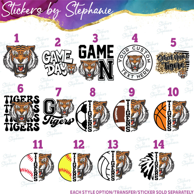 (s145-20) Tiger Mascot Iron-On Transfer