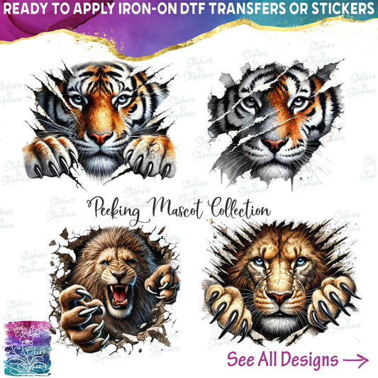 (s145-2) Peeking Mascots Tiger Lion 15 Style Options