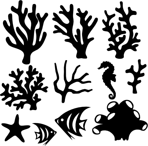 (146-01-A) 11 Piece Set Under the Sea Treasures Coral Starfish Seahorse