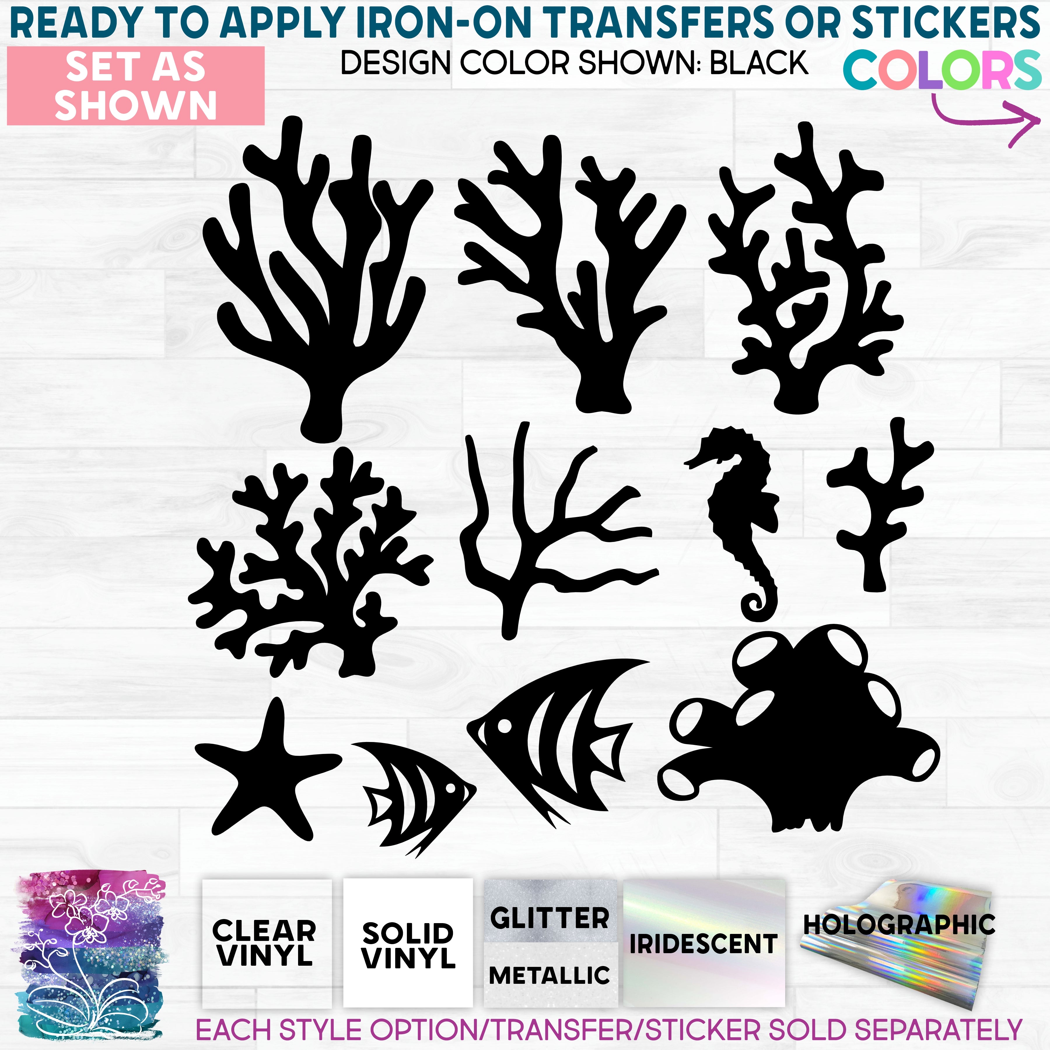 (s146-1A) 11 Piece Set Under the Sea Treasures Coral Starfish Seahorse