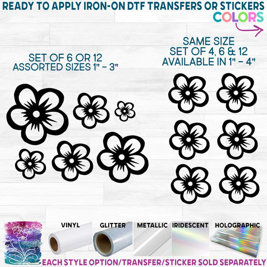 (s014-S) Cherry Blossom Sakura Flowers Set Printed Heat Transfer or Sticker