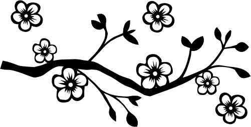 (014-B) Cherry Blossom Tree Branch Bird