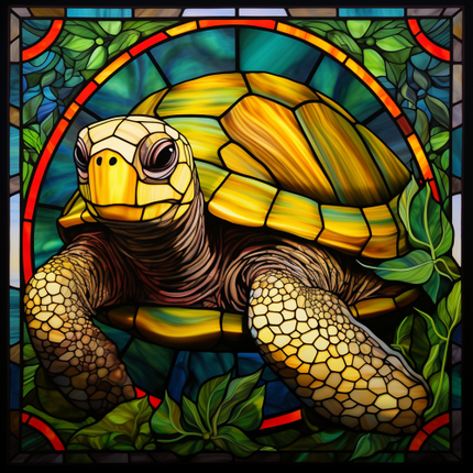 (s150-01-1C)  Stained Glass Turtle
