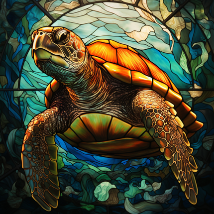 (s150-01-1D)  Stained Glass Turtle
