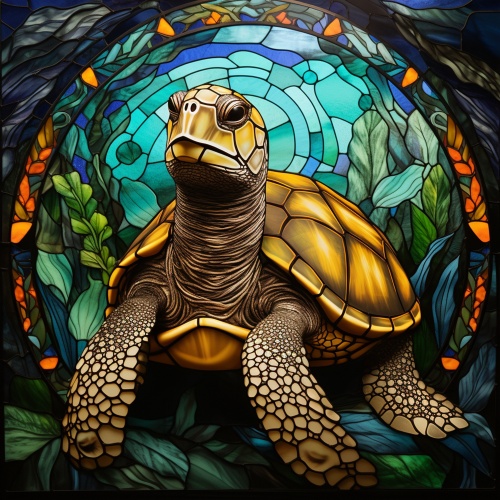 (s150-01-1G)  Stained Glass Turtle