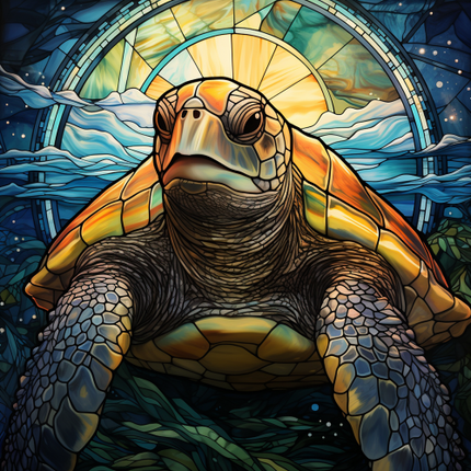 (s150-01-1H)  Stained Glass Turtle